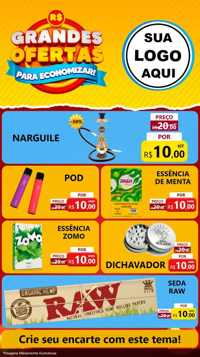 Modelo de TV para TV Vertical com o tema Grandes Ofertas Para Economizar! para Tabacaria