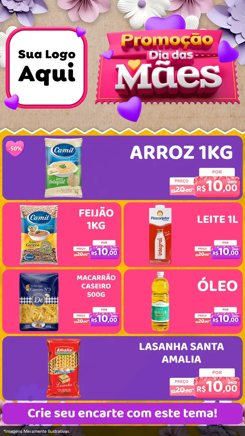 Modelo de TV para TV Vertical com o tema Promoção Dia das Mães para Supermercado