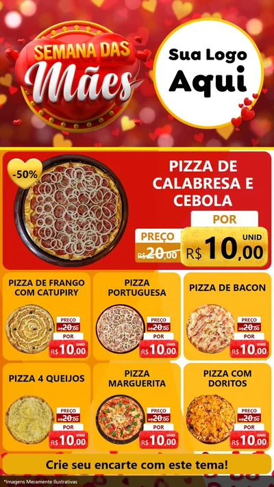 Modelo de Rede Social para Stories com o tema Semana das Mães para Pizzaria