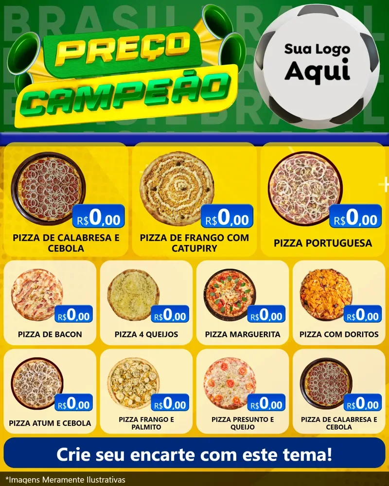 Modelo de Rede Social para Feed Instagram com o tema Preço Campeão - Copa para Pizzaria
