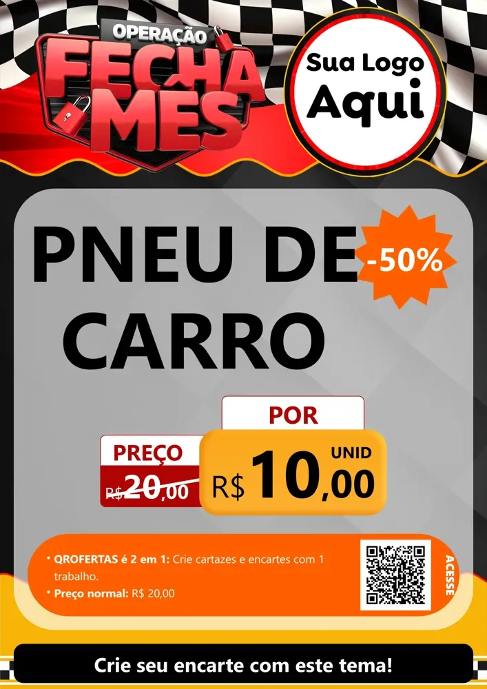 Modelo de Cartaz para Cartaz A4 Vertical com o tema Operação Fecha Mês - Auto Moto para Auto peças