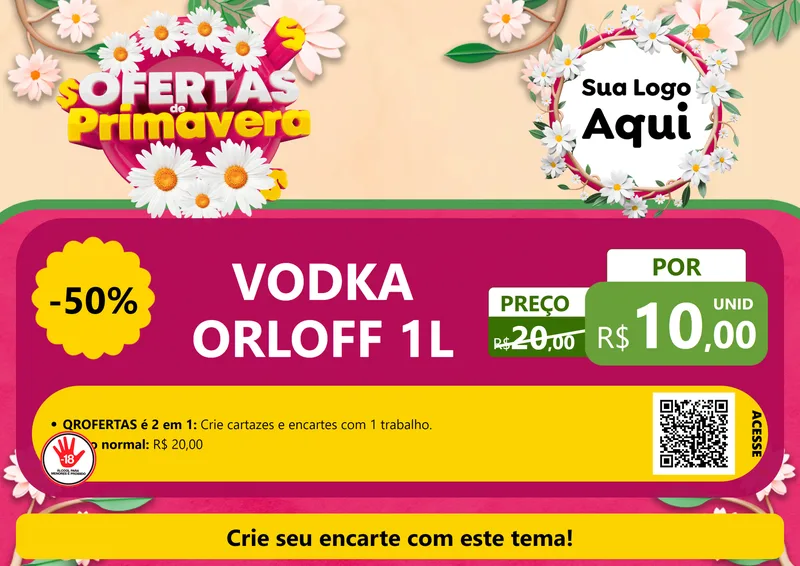 Modelo de Cartaz para Cartaz A4 Horizontal com o tema Ofertas de Primavera para Distribuidora de bebidas