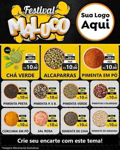 Modelo de Rede Social para Feed Instagram com o tema Festival Maluco para Produtos Naturais