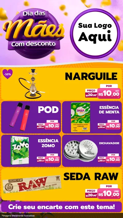 Modelo de TV para TV Vertical com o tema Dia das Mães com Desconto para Tabacaria
