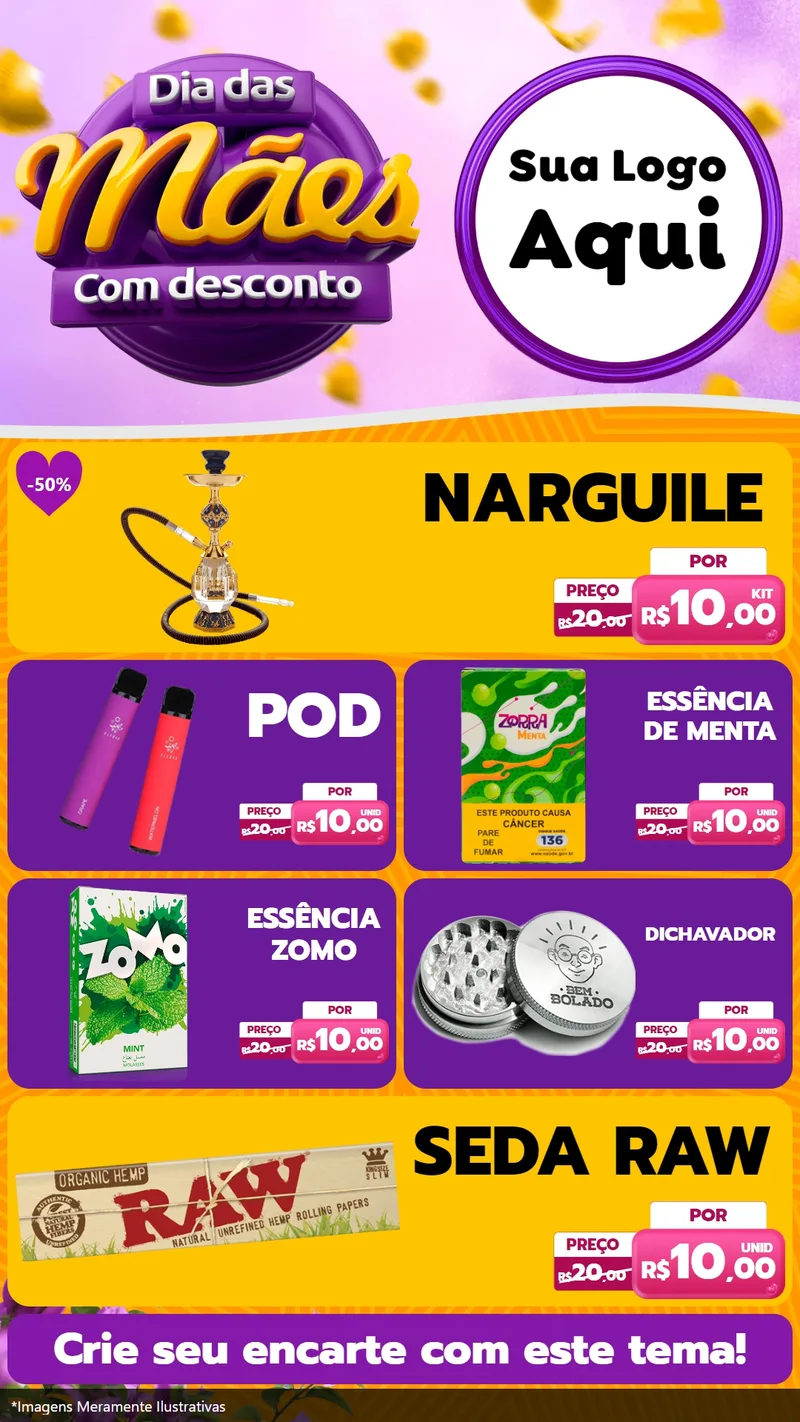 Modelo de TV para TV Vertical com o tema Dia das Mães com Desconto para Tabacaria