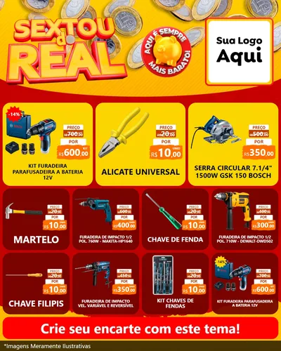 Modelo de Rede Social para Feed Instagram com o tema Sextou do Real para Maquinas e Ferramentas