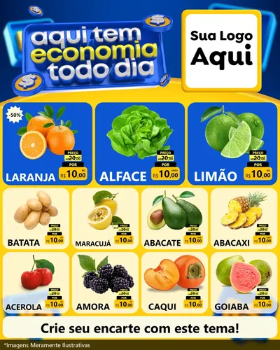 Modelo de Rede Social para Feed Instagram com o tema Aqui Tem Economia Todo Dia para Hortifrúti