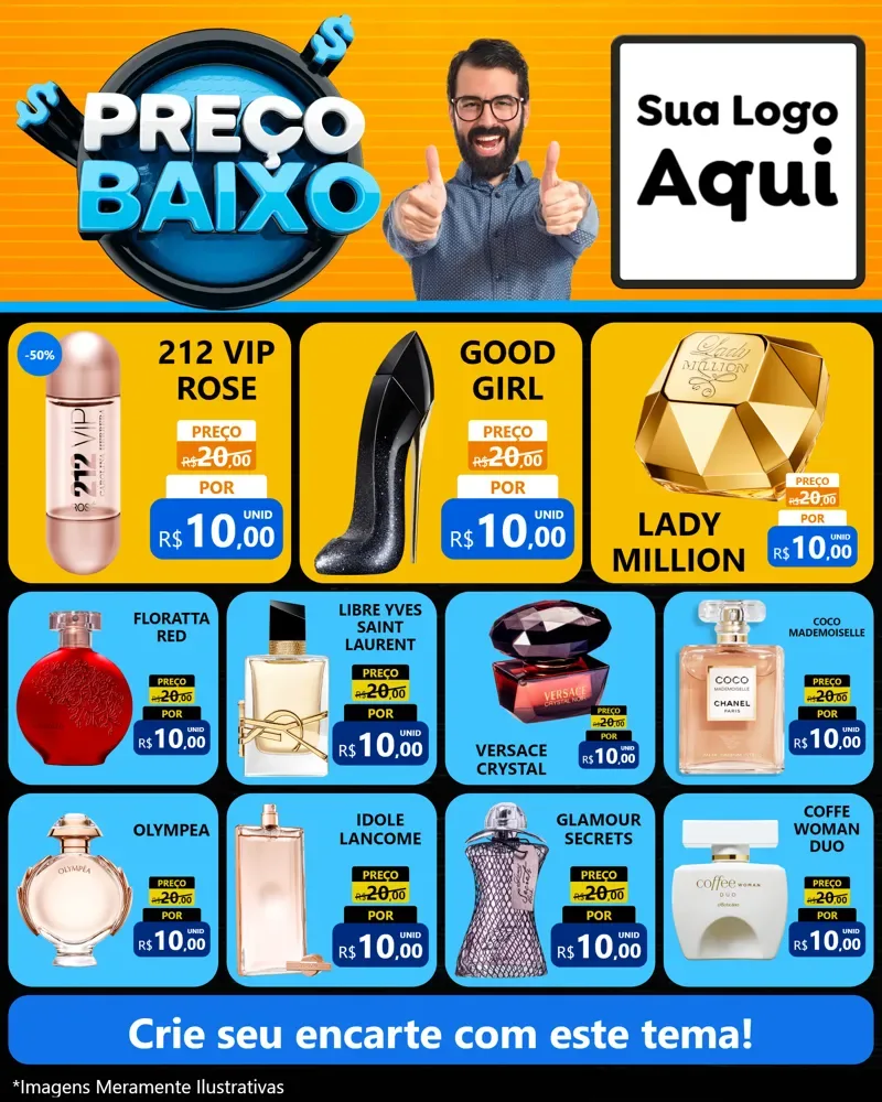 Modelo de Rede Social para Feed Instagram com o tema Preço Baixo para Perfumes