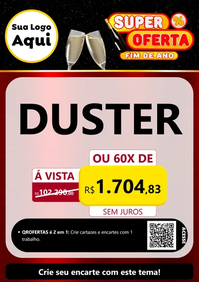Modelo de Cartaz para Cartaz A4 Vertical com o tema Super Oferta Fim de Ano para Concessionaria de Carros