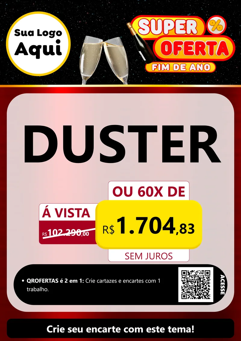 Modelo de Cartaz para Cartaz A4 Vertical com o tema Super Oferta Fim de Ano para Concessionaria de Carros