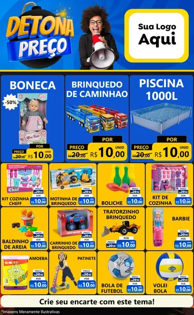 Modelo de Encarte para Encarte Grande com o tema Detona Preços para Brinquedos