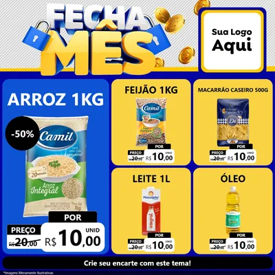 Modelo de Rede Social para Feed Facebook com o tema Fecha Mês para Supermercado