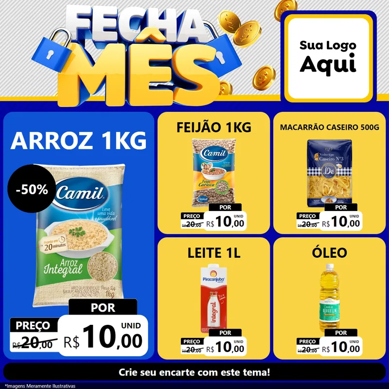 Modelo de Rede Social para Feed Facebook com o tema Fecha Mês para Supermercado