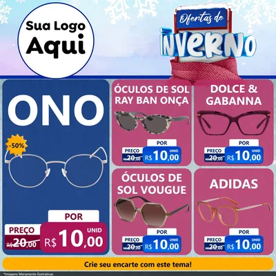 Modelo de Rede Social para Feed Facebook com o tema Ofertas de Inverno para Óticas