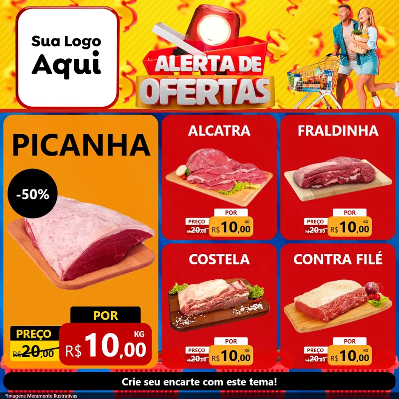 Modelo de Rede Social para Feed Facebook com o tema Alerta de Ofertas para Açougue