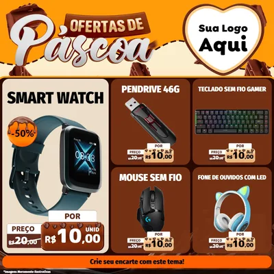 Modelo de Rede Social para Feed Facebook com o tema Ofertas de Páscoa para Informática