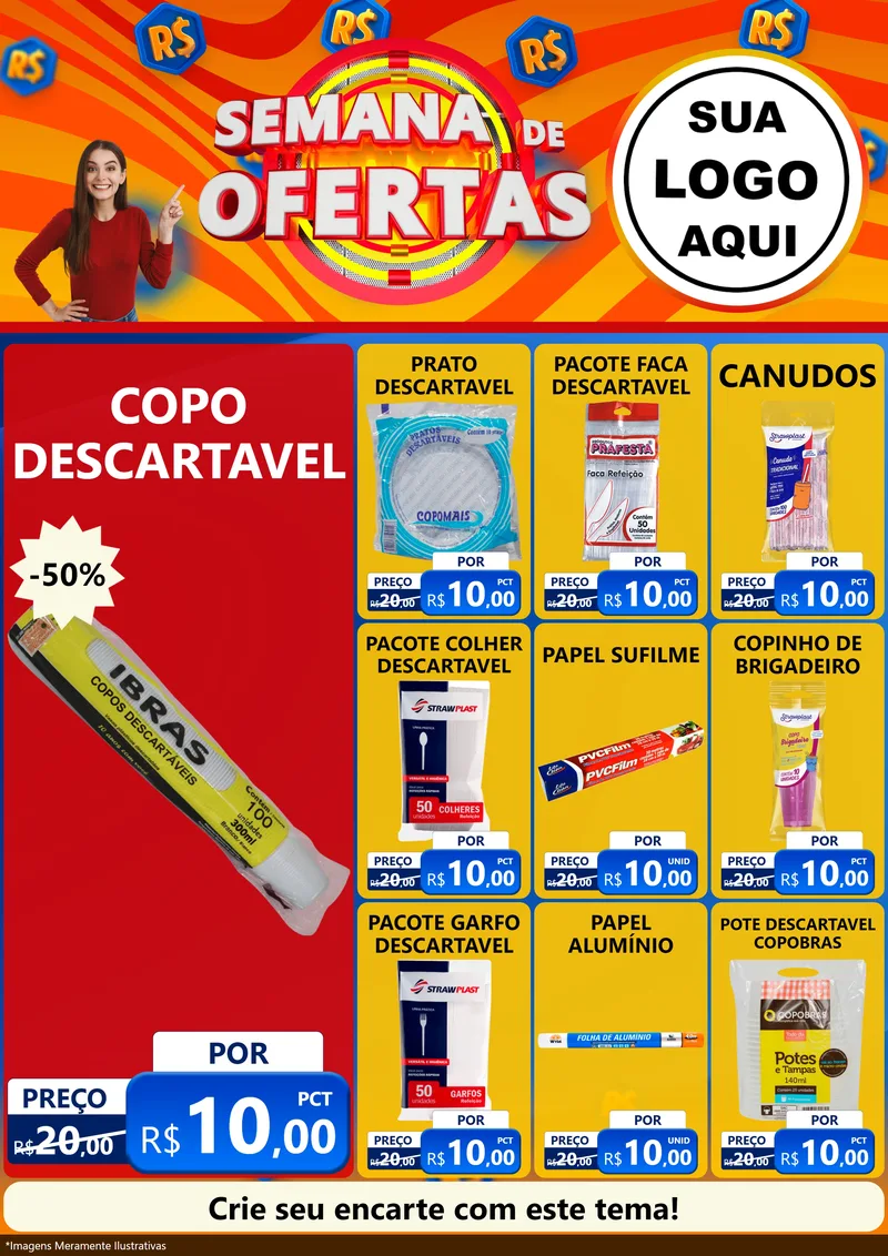 Modelo de Encarte para Encarte A4 Vertical com o tema Semana de Ofertas para Embalagens