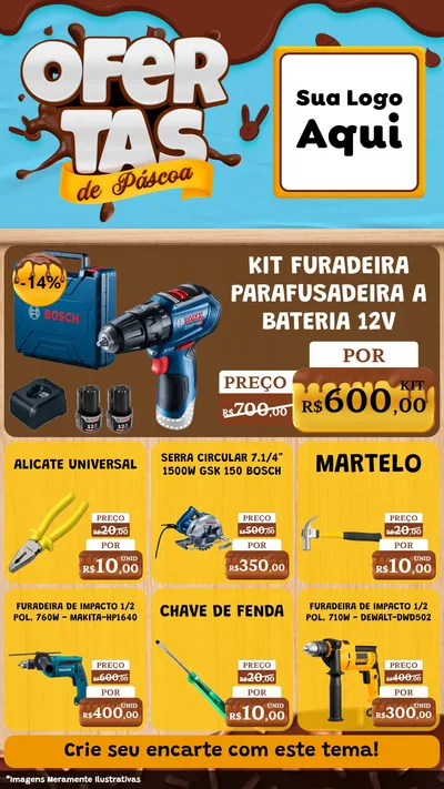 Modelo de Rede Social para Stories com o tema Ofertas de Páscoa para Maquinas e Ferramentas