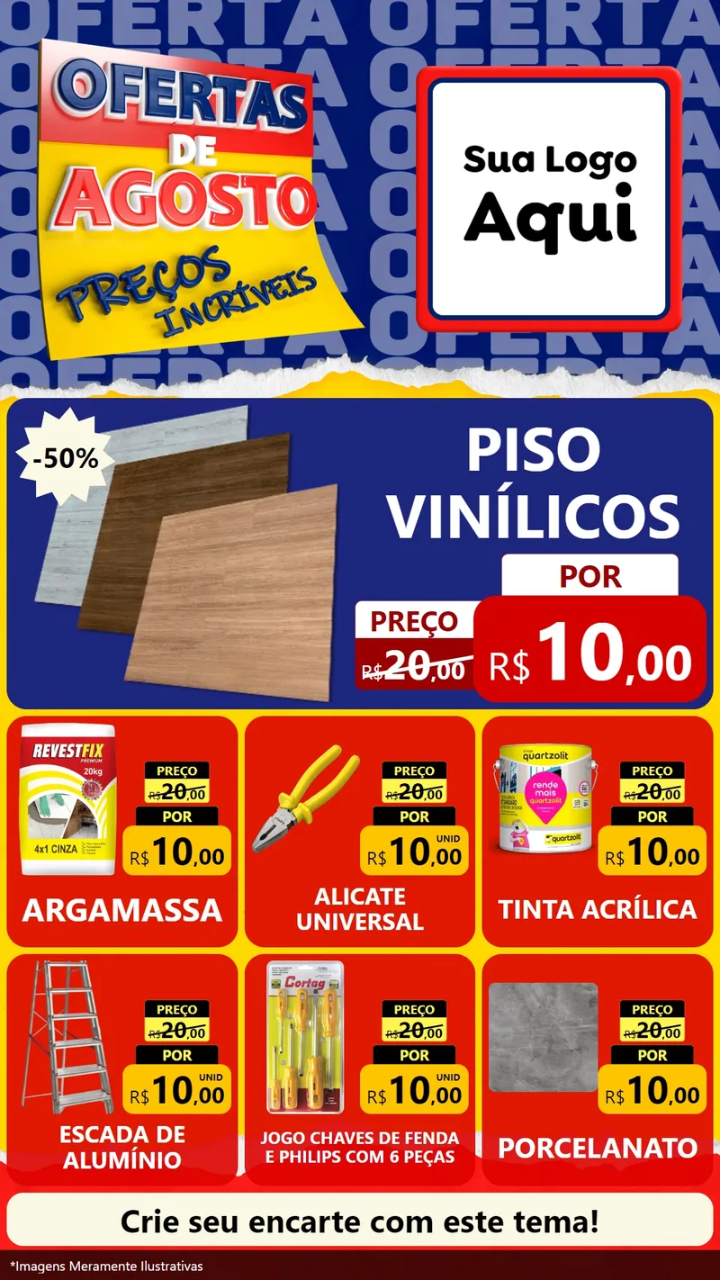 Modelo de Rede Social para Stories com o tema Ofertas de Agosto - Preços Incríveis para Material para Construção