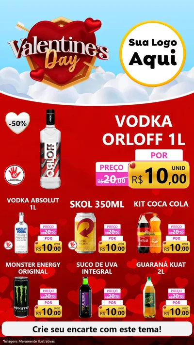 Modelo de Rede Social para Stories com o tema Valentine's Day para Distribuidora de bebidas