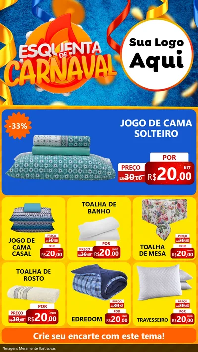 Modelo de Rede Social para Stories com o tema Esquenta de Carnaval para Cama, Mesa e Banho