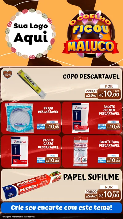 Modelo de TV para TV Vertical com o tema O Coelho Ficou Maluco - Páscoa para Embalagens