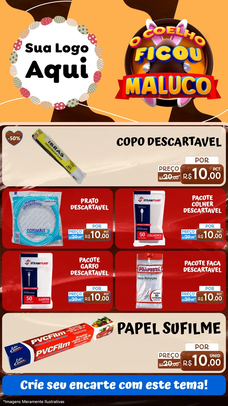 Modelo de TV para TV Vertical com o tema O Coelho Ficou Maluco - Páscoa para Embalagens