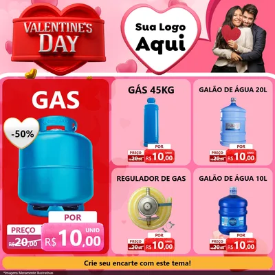Modelo de Rede Social para Feed Facebook com o tema Valentine's Day para Água e gás
