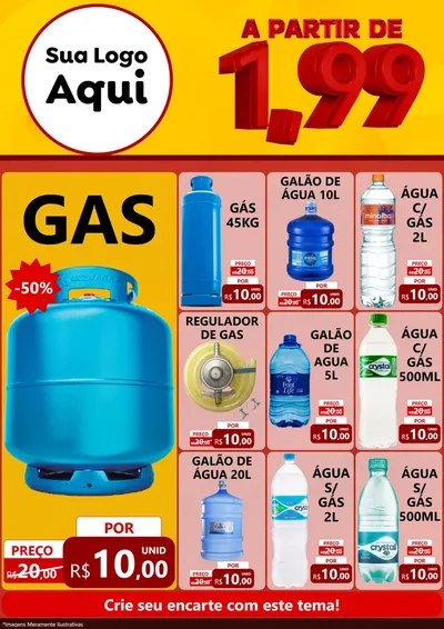 Modelo de Encarte para Encarte A4 Vertical com o tema A Partir de Um e Noventa e Nove - 1,99 para Água e gás
