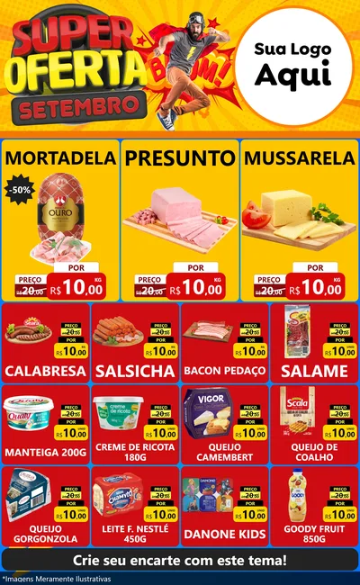 Modelo de Encarte para Encarte Grande com o tema Super Oferta Setembro para Frios e Laticínios