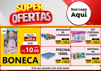 Modelo de Encarte para Encarte A4 Horizontal com o tema Super Ofertas para Brinquedos