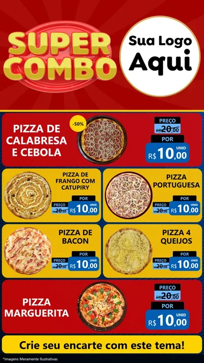 Modelo de TV para TV Vertical com o tema Super Combo para Pizzaria
