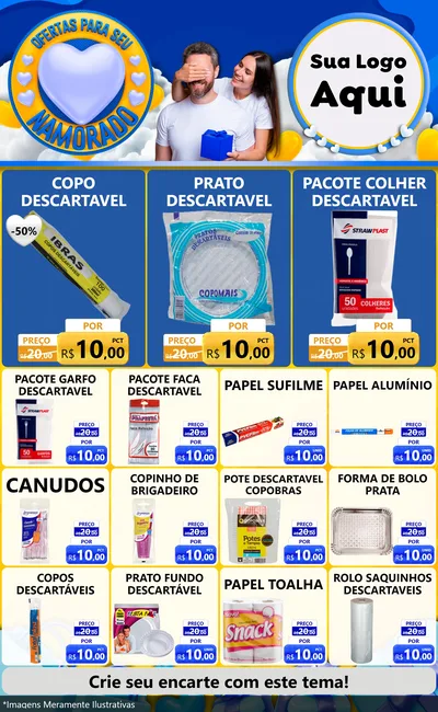 Modelo de Encarte para Encarte Grande com o tema Ofertas Para Seu Namorado para Embalagens