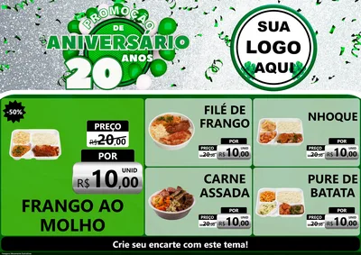 Modelo de Encarte para Encarte A4 Horizontal com o tema Promoção de Aniversário - 20 Anos para Restaurante