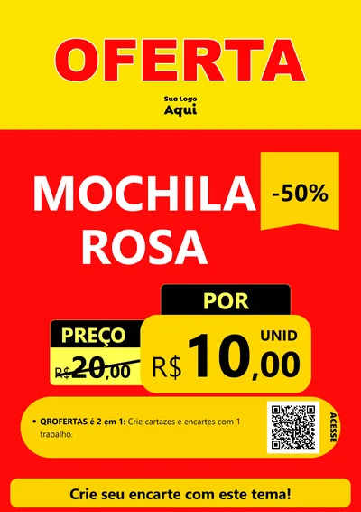 Modelo de Cartaz para Cartaz A4 Vertical com o tema OFERTA - Vermelho Cartaz para Papelaria