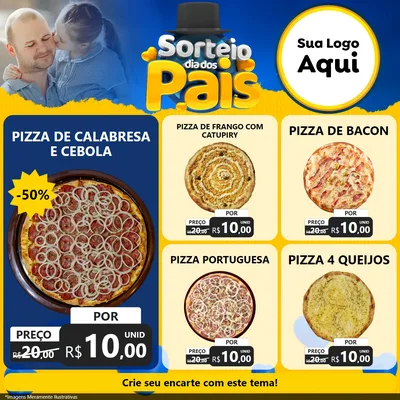 Modelo de Rede Social para Feed Facebook com o tema Sorteio Dia Dos Pais para Pizzaria