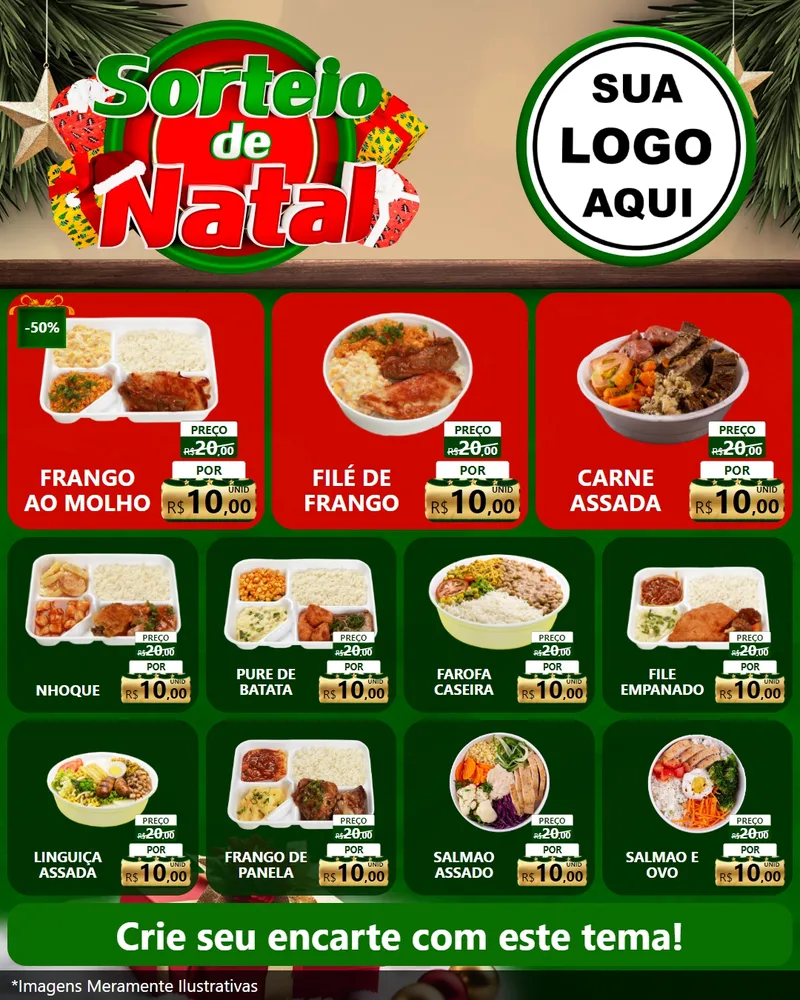 Modelo de Rede Social para Feed Instagram com o tema Sorteio de Natal para Restaurante