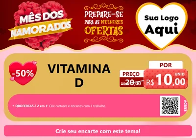 Modelo de Cartaz para Cartaz A4 Horizontal com o tema Mês dos Namorados para Farmácia