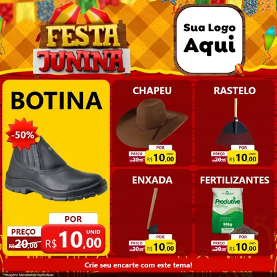 Modelo de Rede Social para Feed Facebook com o tema Festa Junina para Agropecuária