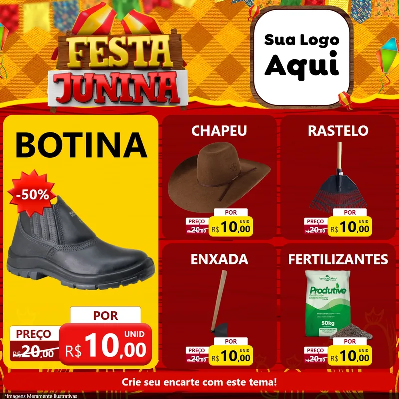 Modelo de Rede Social para Feed Facebook com o tema Festa Junina para Agropecuária