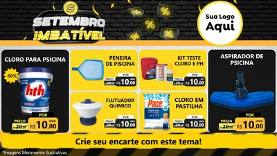 Modelo de TV para TV Horizontal com o tema Setembro Imbatível para Produtos para Piscina