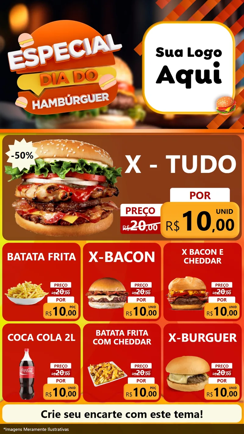 Modelo de Rede Social para Stories com o tema Especial Dia do Hamburguer para Hamburgueria