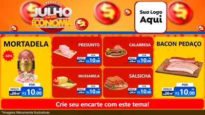 Modelo de TV para TV Horizontal com o tema Operação Julho Com Mais Economia para Frios e Laticínios