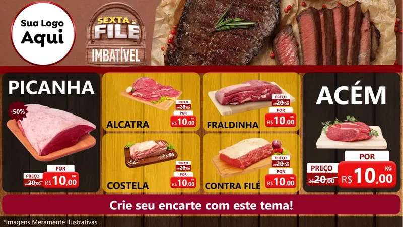 Modelo de TV para TV Horizontal com o tema Sexta do Filé para Açougue
