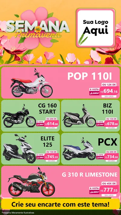 Modelo de TV para TV Vertical com o tema Semana da Primavera para Concessionaria de Motos