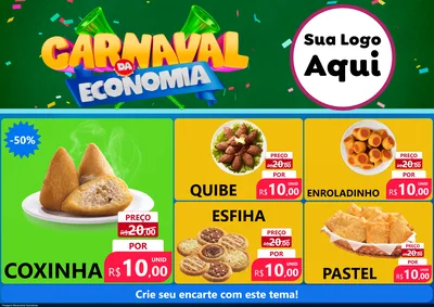 Modelo de Encarte para Encarte A4 Horizontal com o tema Carnaval da Economia para Salgadaria