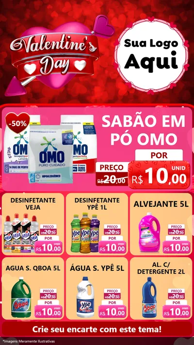 Modelo de Rede Social para Stories com o tema Valentine's Day para Produtos de Limpeza
