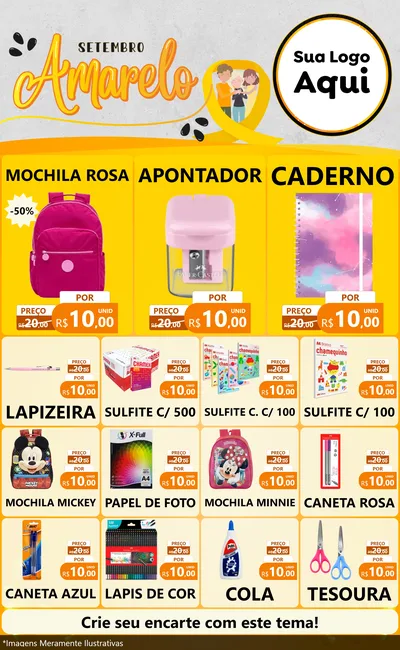Modelo de Encarte para Encarte Grande com o tema Setembro Amarelo para Papelaria