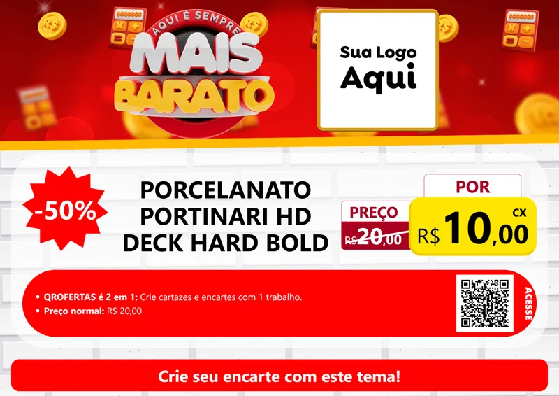 Modelo de Cartaz para Cartaz A4 Horizontal com o tema Mais Barato para Pisos e revestimentos
