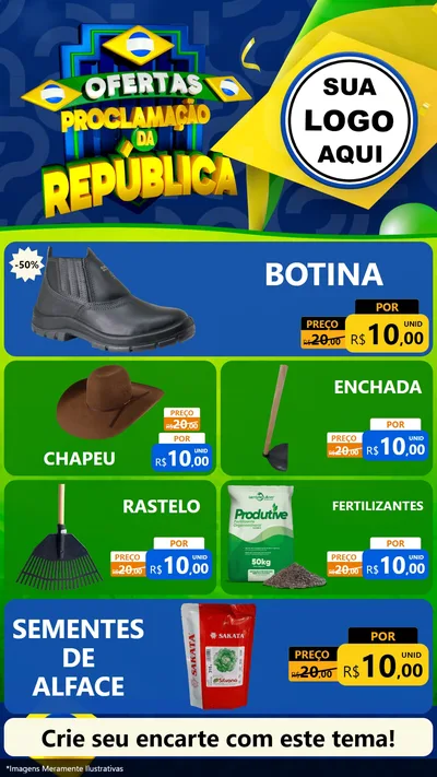 Modelo de TV para TV Vertical com o tema Ofertas Proclamação da República para Agropecuária